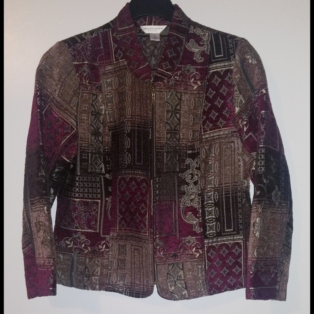 Christopher & Banks Patchwork Zip Up Blazer - image 1